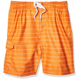 Kanu Surf Boys Quick Dry UPF 50+ Beach Swim Trunk, Line Up Orange, 8