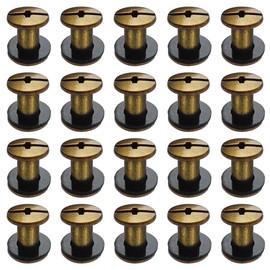 SHSMPXOY 20 Sets Chicago Book Screws Stainless Steel M5 x 8 mm Chicago Screws Bookbinding Screws Screw Rivets for Leather, Bags, Books, Collars, Backpacks, Dog Leads (Bronze)