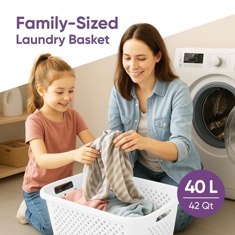 Superio Gradient Perforated Laundry Basket with Ergonomic Handles - Modern