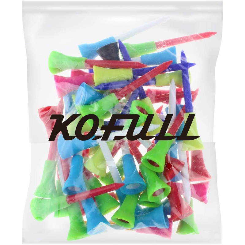 Kofull Tees de Golf Golf Tees Rubber 50pcs Mixed Plastic