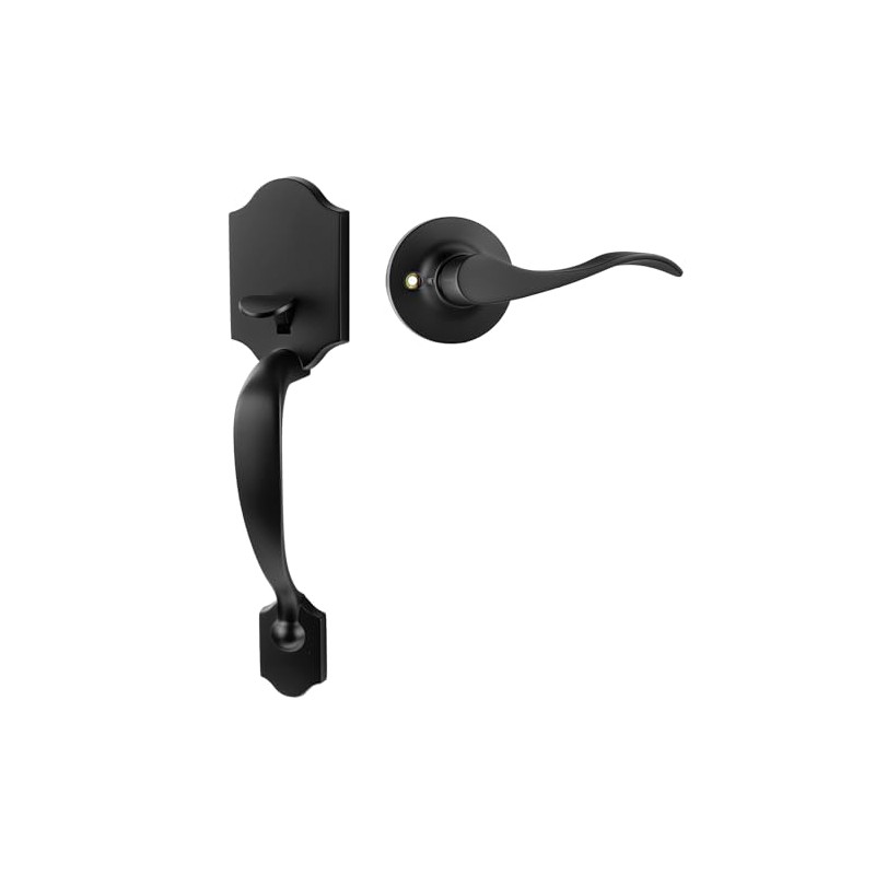 Goldenwarm Black Front Door Handle, Door Handle Exterior, Single Cylinder