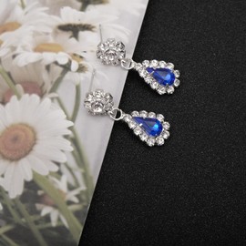 HONGLU Elegant Crystal Necklace Earrings Bracelets Set Bridal Wedding Jewelry Sets Bride Bridesmaid Prom Formal Costume Accessories for Women (royal blue)