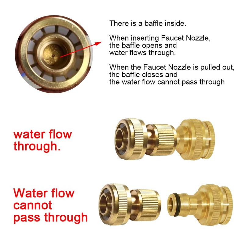 Joywayus 1/2" ID Hose Solid Brass Fitting Closed Flow Garden