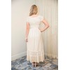Anna-Kaci Peasant Maiden Boho Inspired Cap Sleeve Lace Trim Maxi