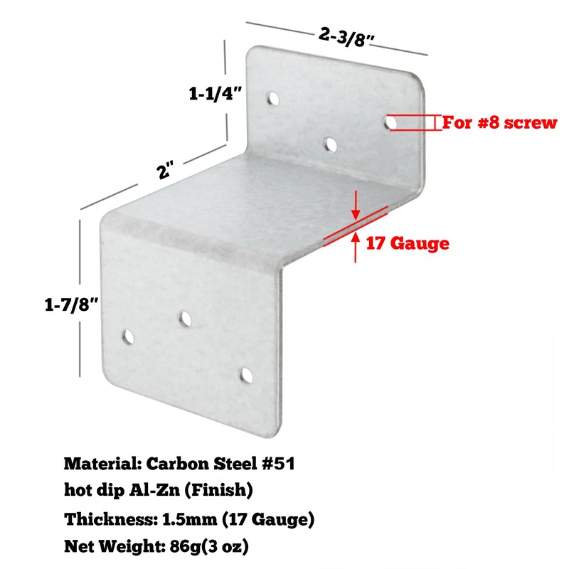 GBGS 10 Pcs Z Brackets,Length 2",Double Angle Clip Bracket for