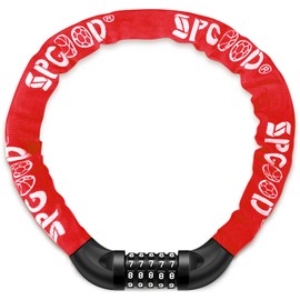 SPGOOD Bike Locks Heavy Duty/Bicycle Chain/Cycling Lock (14 Colors) 5-Digits Codes Resettable 100,000 Codes for Bike Cycle, Moto, Door, Gate Fence 830mm Length(Red)