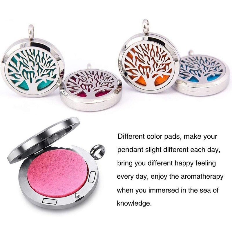 Aromatherapy Essential Oil Diffuser Necklace Stainless Steel lnspirational Locket Pendant(Flower)