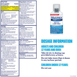 Mucinex FastMax Cold Flu Sore Throat Relief Liquid Fluid Ounce, 6 Fl Oz