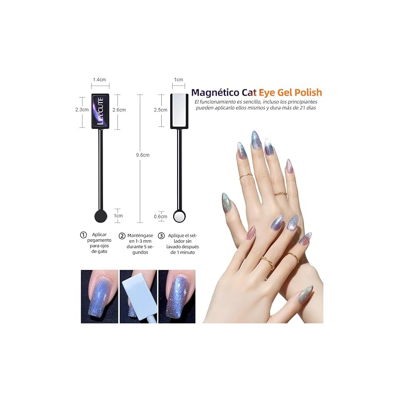 Kit cat eye gel polish,6 Brillo colores Esmalte ojo de