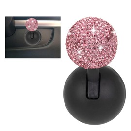 Car Push Start Button Cover, Rhinestone Engine Start Stop Button Joystick Covers, One-Touch Push to Start Rocker Cover, Car Interior Decoration Accessories for Cars, Computers, and More (Pink)
