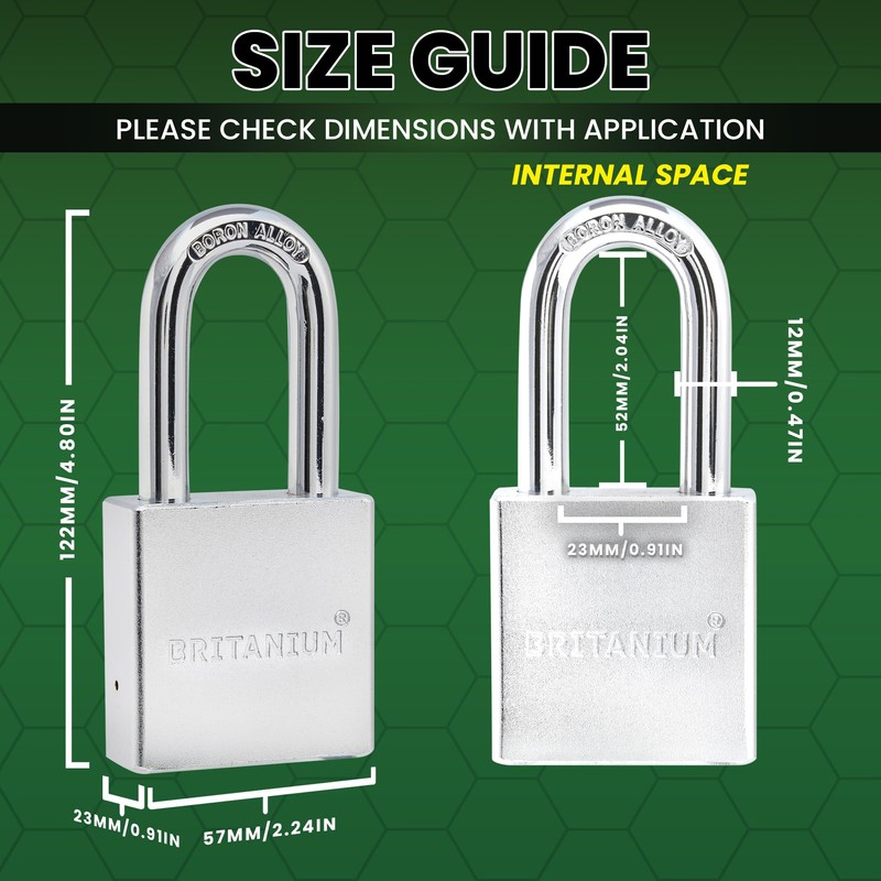 Britanium® SFE60 Professional Grade Padlock - Chrome Plated Steel with