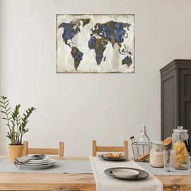 Fine Art Canvas The World I Canvas Wall Decor by Artist Russell Brennan for Living Room, Bedroom, Bathroom, Kitchen, Office, Bar, Dining & Guest Room - Ready to Hang - 32 in x 24 in