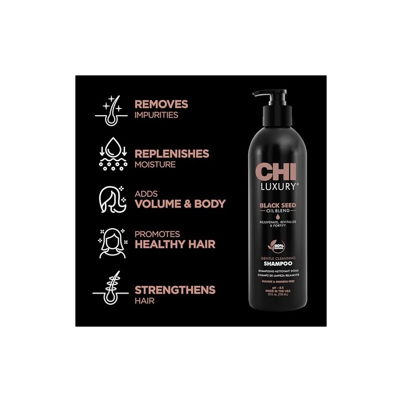 CHI Champú de limpieza suave de aceite de semilla negra,