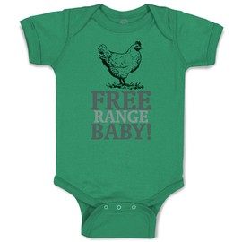 Custom Baby Bodysuit Free Range Baby! Chicken Farm Funny Cotton Boy & Girl Baby Clothes Kelly Green Design Only 12 Months