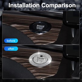 Dargoose for 2022 Ford Explorer Accessories 2021 2020 Bling Crystal Glitter Engine Start Stop Button Cover Metal Stickers Car Interior Ignition Decals Trim Decor Silver Zinc Alloy 2Pcs