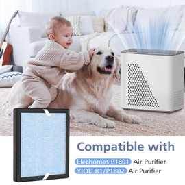 R1 P1801 P1802 Filter Compatible with YIOU R1 Air Purifi-er and Elechomes P1801/P1802, 3-in-1 Filtration for yiou r1 filter