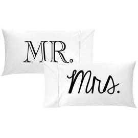 Oh, Susannah Mr and Mrs Pillow Cases - Anniversary Wedding Gift - Couple Pillowcases His & Hers (2 Queen Size Pillowcases) Girlfriend Gifts