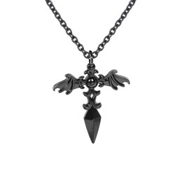 JAZTAKU Stainless Steel Cross Necklace for Men Women Punk Gothic Vintage Choker Adjustable