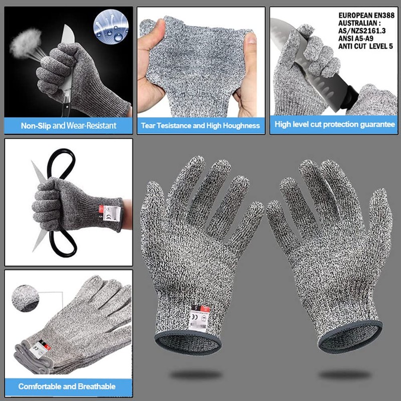 Cut Resistant Gloves - Grade 5 Food Grade HPPE Material,