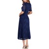 VFSHOW Womens Dark Blue Floral Lace Pockets Notch V Neck