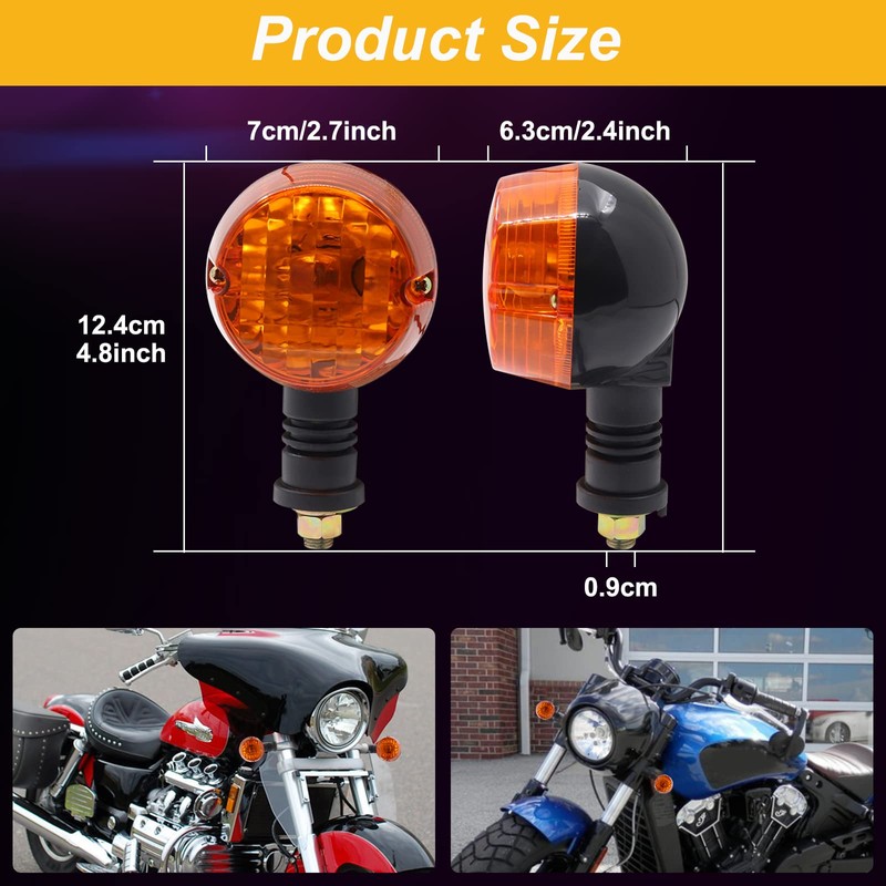 Biqing 2PCS Motorcycle LED Turn Signal Indicator AMBER Light Front