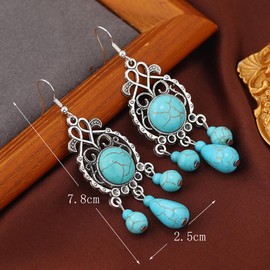 Turquoise Earrings for Women Boho Earrings for Women Western Jewelry Drop Dangle Earrings Retro Teardrop Turquoise Western Earrings Christmas Gifts Stocking Stuffers for Women
