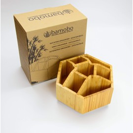 Bamboo Desk Organiser - Rotating Organiser - Rotating Organiser Bamboo - Cosmetic Organiser - Office & Craft Supplies Organiser Wood - Makeup Organiser - Multi-Purpose Desk