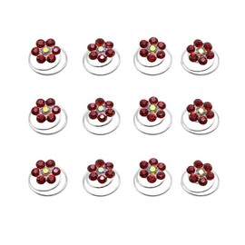 24PCS Rhinestone Flower Spiral Hair Pin Crystal Hair Twisters Coils Hair Clips Metal Spiral Twist Hairpins Hair Pins Wedding Bridal Hair Accessories (Red)