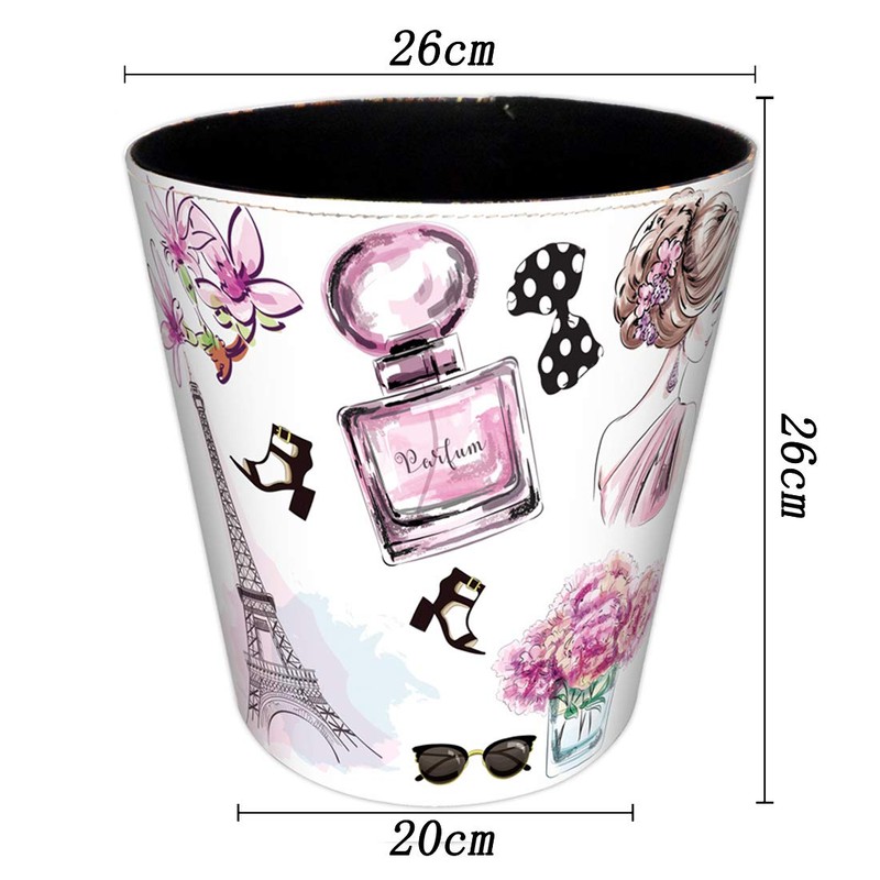 Scakbyer 10L/2.64 Gallon PU Leather Trash Can Decorative Wastebasket Waterproof