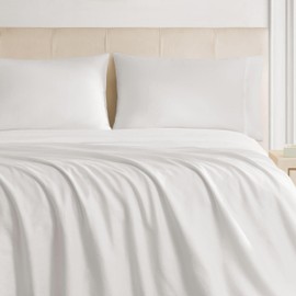 The Sheet Lab Cloud Embrace Sateen Sheet Set 100% Cotton 4-Piece Full White