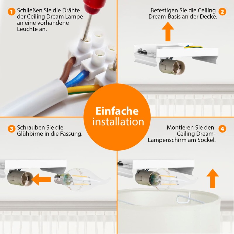 Smartwares 10.004.64 Ceiling Light / Textile Shade, Diameter 30 cm,