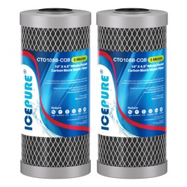 ICEPURE 5 Micron 4.5" x 10" CTO10BB-CQB Whole House Water Filter Upgraded Coconut Shell Activated Carbon Lead Removal Water Filter Replacement for Home, 2 PACK