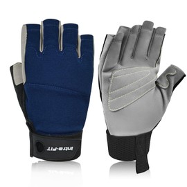 Intra-FIT Climbing Gloves Half Finger Gloves Faux Leather Work Gloves Abrasion Protection Climbing Sports Gloves Rope Gloves for Rappelling, Mountaineering, Adventure, Outdoor Sports, Rescue