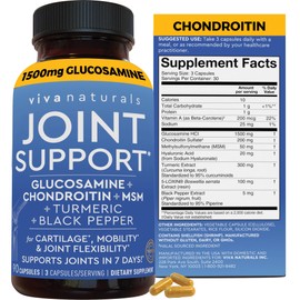 Viva Naturals Glucosamine Chondroitin MSM Joint Support Supplement, 90 Capsules - with Turmeric, Black Pepper, Boswellia and Hyaluronic Acid - Joint Health Supplement for Mobility and Flexibility