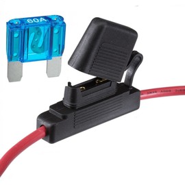 8AWG Maxi Large Inline Fuse Holder Free Maxi Blade Fuse Included 20A 30A 40A 50A 60A 70A 80A 100A (60AMP)