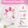 96 Pcs Kids Stick on Nails, Pink Heart Press on