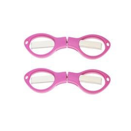 Motanar Pack of 2 Folding Safety Scissors For Child household Foldable Pocket Sharp Blade Travel Scissors Cutter - Can Hang on Your Key Chain (Rose)