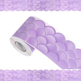 sourcing map Bulletin Board Borders, 65.6Ft x 2.75Inch Rolled Classroom Border Trim Notice Board Frame for Classroom Decoration, Purple Fish Scales
