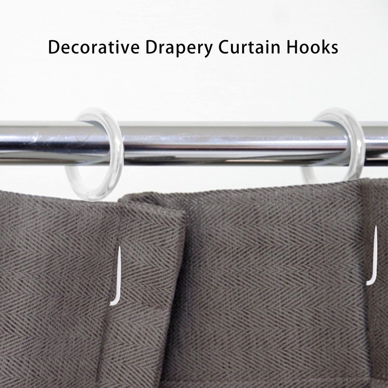 60 Pcs Metal Drapery Rings & Curtain Hooks, 30 mm