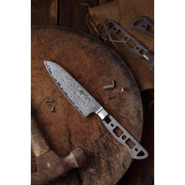 KATSURA Woodworking Project Kit – Santoku Knife Blank – 5 Inch – Japanese Premium AUS 10, 67 Layers Damascus Steel