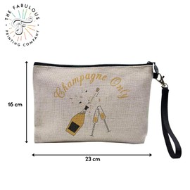 Tasche aus Leinen – Bordeaux Wein Frankreich Grand Cru Burgund Amateur Oenologie – Kosmetiktasche aus Segeltuch in Leinenoptik – Kulturbeutel – Geldbörse, champagne, 23.5 x 15 cm, Kosmetiktasche