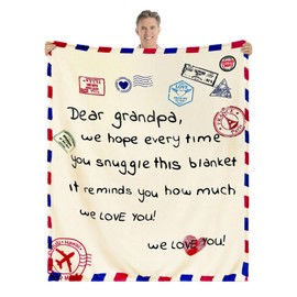 Grandpa Gift from Grandchildren Bed Throw Blankets 130x150cm for Grandad - Grandfather Blanket Birthday Gift Reminder Gift I Love You Gift (GRANDPA-2)