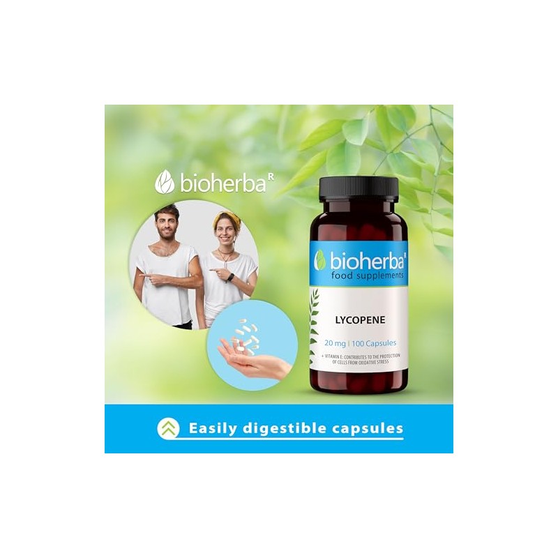 BIOHERBA LYCOPENE 20 mg 200 Capsules - High-Strength Antioxidant Supplement