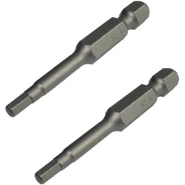 AERZETIX - C50088 - Set of 2 screwdriver bits extended hexagon 1/4 inch (6.3 mm) 3 mm / 50 mm for hexagon socket screws 6 sides - DIN 3126 - made of steel S2 hardness 58-62