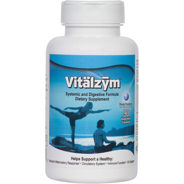 VITÄLZYM Original Proteolytic Systemic Digestive Enzyme Formula Serrapeptase Source | Immune and Joint Support Increase Blood Flow Cardio Function | Healthy Men Women (90 Capsules)
