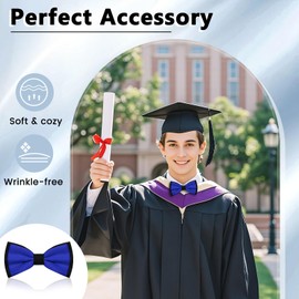 LHXzizizi Bow Ties for Men, Bowties Men Adjustable Men's Pre-tied Bow Tie for Wedding Party School Leisure Graduation Banquet (Black Buttom/Royal Blue)