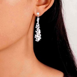 Sttiafay Vintage Pearl Rhinestone Drop Earrings Pearl Crystal Chandelier Earring Long Rhinestone Tassels Earrings Gold Cz Cluster Dangle Earrings Jewelry for Women a