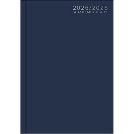 A5 Academic Diary 2025-2026 Week to View Hardback Case Bound - BLUE