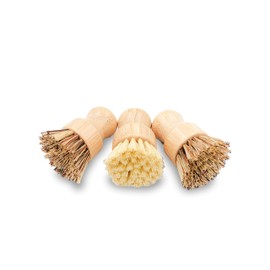 WOODLIFE® - Paquete de 3 cepillos de Cocina para vajilla, Platos y/o Limpieza de Fregadero, Fabricados de Bambu y cerdas de Palma o Fibra de Coco, 100% biodegradables.