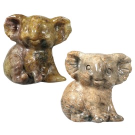 Nupuyai 2pcs Ocean Agate Mini Crystal Stone Statue Carved Animal Kangaroo Set, Energy Healing Stone Figurine Spiritual Ornament Home Office Decor